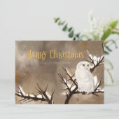 Cartes Pour Fêtes Annuelles Merry Christmas Snowy Owl (Debout devant)