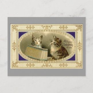 Cartes Pour Fêtes Annuelles Merry Christmas To You Vintage Cats Postcard Grey