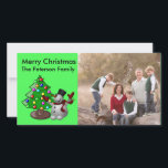 Cartes Pour Fêtes Annuelles Merry Christmas Tree & 3D Snowman Photocard<br><div class="desc">Merry Christmas Tree and 3D Snowman with Famy Photon this Photon. Change the photo for your own. Change le nom de la famille. This custom card will look miracle ful for years to come. Contactez-moi à admin@giftsyoutreasure.com si vous souhaitez vous adresser à des questions. Photo of Famy is the Photography...</div>