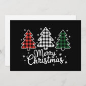 Cartes Pour Fêtes Annuelles Merry Christmas Tree Buffalo Plaid Red White Green (Devant / Derrière)