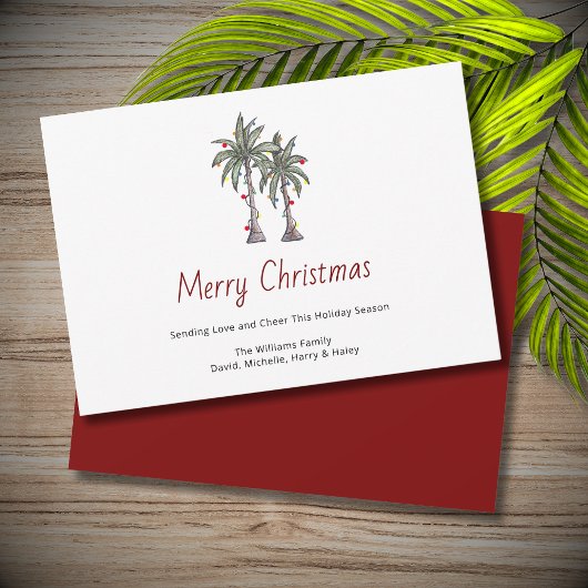Cartes Pour Fêtes Annuelles Merry Christmas Tropical Palm Trees Beach