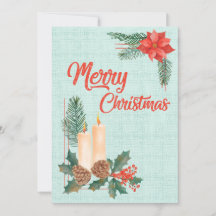 Merry Christmas Wishes with Candles Pinecones and