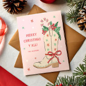 Cartes Pour Fêtes Annuelles Merry Christmas Y'all Country Cowboy Boot