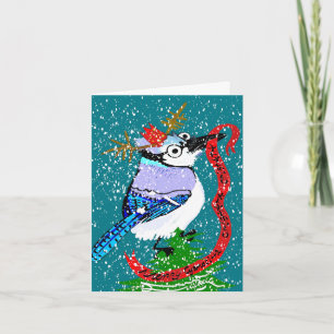 Cartes Pour Fêtes Annuelles Merry Cyanocitta cristatamas !