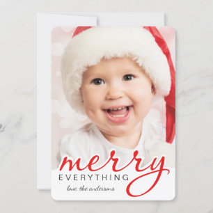 Cartes Pour Fêtes Annuelles Merry Everything Christmas Bold Hand Script Photo