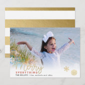 Cartes Pour Fêtes Annuelles Merry Everything Gold Photo horizontale (Devant / Derrière)