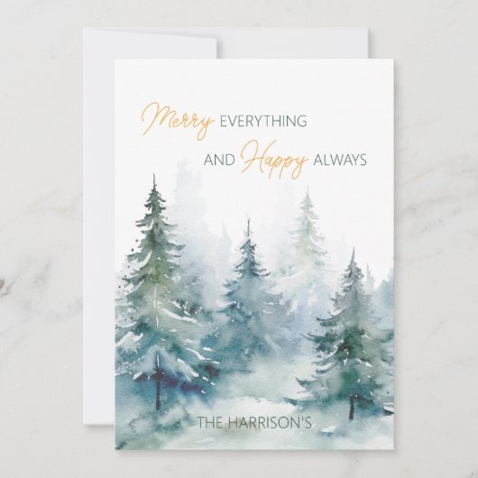 Cartes Pour Fêtes Annuelles Merry Everything Happy Always Winter Trees Flat (Devant)