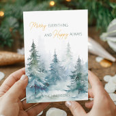 Cartes Pour Fêtes Annuelles Merry Everything Happy Always Winter Trees Flat