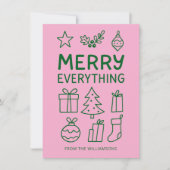 Cartes Pour Fêtes Annuelles Merry Everything Pink Green Doodle croquis Ajouter (Devant)