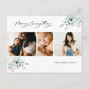Cartes Pour Fêtes Annuelles Merry Everything Winter Botanical Photo Collage