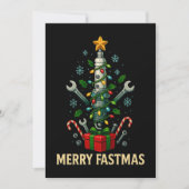 Cartes Pour Fêtes Annuelles Merry Fastmas Spark Plug Christmas Tree Mechanic (Devant)