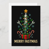 Cartes Pour Fêtes Annuelles Merry Fastmas Spark Plug Christmas Tree Mechanic (Devant / Derrière)