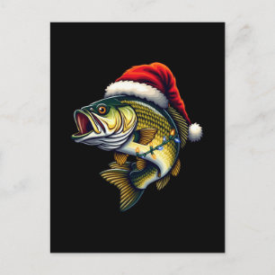Cartes Pour Fêtes Annuelles Merry Fishmas Père Noël Pêcheurs amoureux Drôle Pê