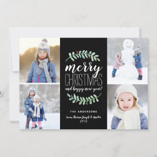 Cartes Pour Fêtes Annuelles Merry Garland Holiday 4 Photo Collage Card