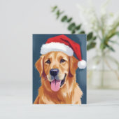 Cartes Pour Fêtes Annuelles Merry Golden Retriever | Santa Hat Dog Christmas (Debout devant)