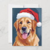Cartes Pour Fêtes Annuelles Merry Golden Retriever | Santa Hat Dog Christmas (Devant)