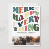 Cartes Pour Fêtes Annuelles Merry Happy Everything Wave Typography 2 Photos (Devant)
