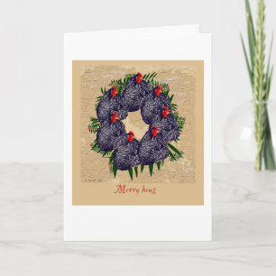 Cartes Pour Fêtes Annuelles Merry hens wreath voeux de Noël
