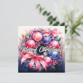 Cartes Pour Fêtes Annuelles Merry Joyeux Joyeux Noël Wreath (Debout devant)