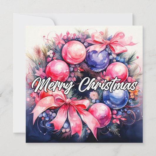 Cartes Pour Fêtes Annuelles Merry Joyeux Joyeux Noël Wreath (Devant)
