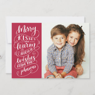 Cartes Pour Fêtes Annuelles Merry Kisses Vacances Typographie Rouge Photo