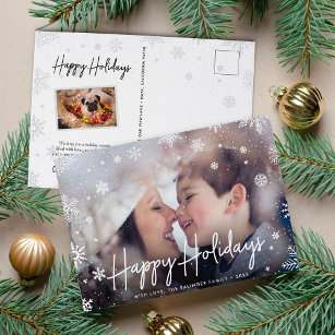 Cartes Pour Fêtes Annuelles Merry Magic   Photo superposée de la flocon de nei