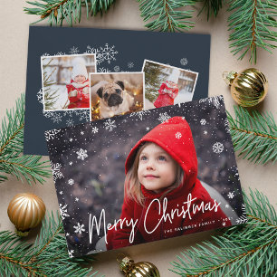 Cartes Pour Fêtes Annuelles Merry Magic   Superposition du flocon de neige