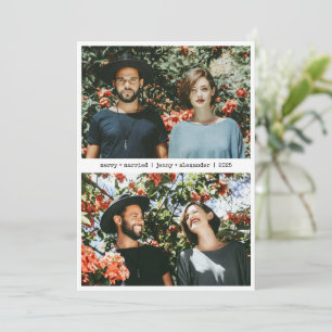 Cartes Pour Fêtes Annuelles Merry Marié Jeune Marié Deux Photo Minimaliste
