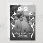 Cartes Pour Fêtes Annuelles Merry & Married Bow Photo Noël Nouveaux mariés (Devant)
