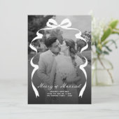 Cartes Pour Fêtes Annuelles Merry & Married Bow Photo Noël Nouveaux mariés (Debout devant)