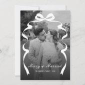 Cartes Pour Fêtes Annuelles Merry & Married Bow Photo Noël Nouveaux mariés (Devant)