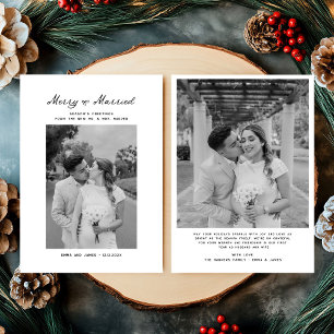 Cartes Pour Fêtes Annuelles Merry & Married Bow Photo Noël Nouveaux mariés