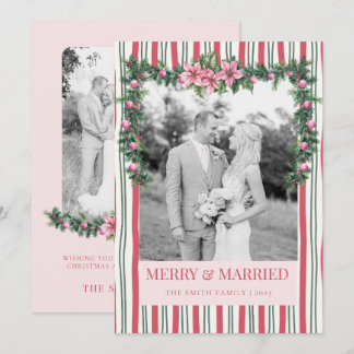 Cartes Pour Fêtes Annuelles Merry & Married Christmas Garland Striped Photo