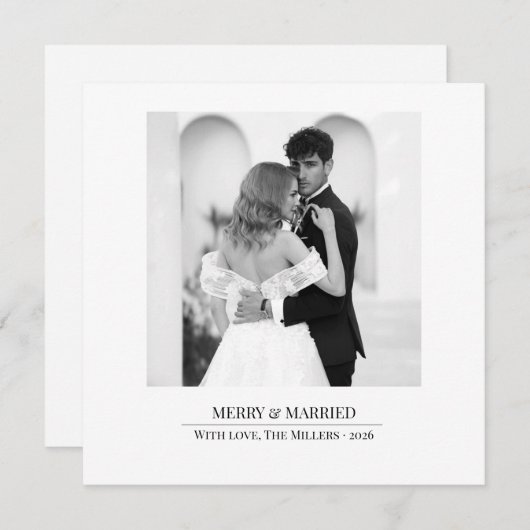 Cartes Pour Fêtes Annuelles Merry & Married - Personalized Newlywed Christmas (Devant / Derrière)