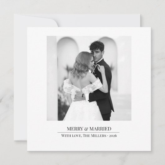 Cartes Pour Fêtes Annuelles Merry & Married - Personalized Newlywed Christmas (Devant)