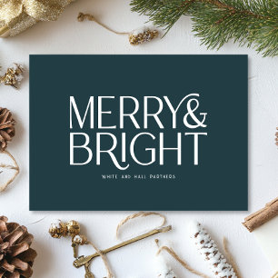 Cartes Pour Fêtes Annuelles Merry minimaliste et affaires brillantes   Bleu