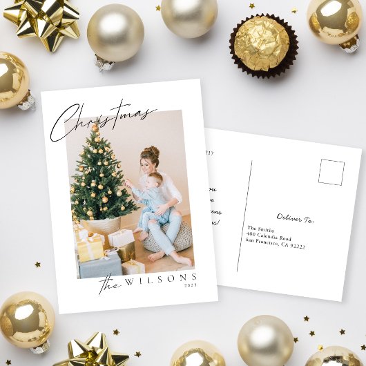 Cartes Pour Fêtes Annuelles Merry Modern calligraphie manuscrite Photo