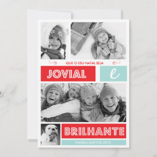 Cartes Pour Fêtes Annuelles Merry Moderno e Luminoso Cartão de Natal