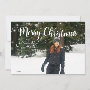 Cartes Pour Fêtes Annuelles MERRY NOËL Type blanc Photo de vacances personnali