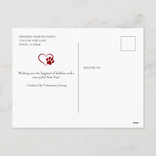 Cartes Pour Fêtes Annuelles Merry Pawlidays Vétérinaire (Dos)