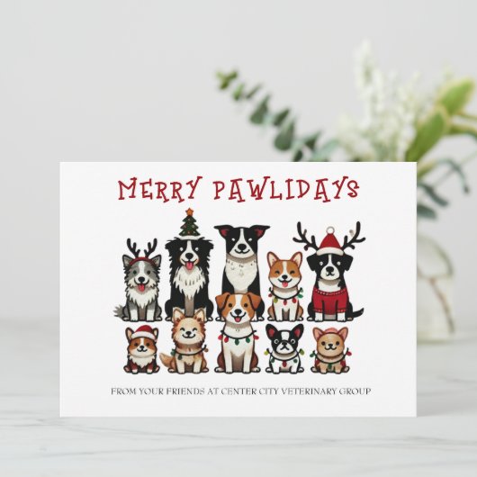 Cartes Pour Fêtes Annuelles Merry Pawlidays Vétérinaire (Debout devant)