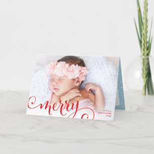 Cartes Pour Fêtes Annuelles MERRY PHOTO famille plaisir calligraphie superposi