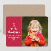 Cartes Pour Fêtes Annuelles MERRY PHOTO VACANCES mignonette conception d'arbre (Devant / Derrière)