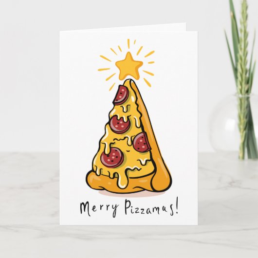 Cartes Pour Fêtes Annuelles Merry Pizzamas - Une tranche de joie festive ! (Devant)