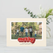 Cartes Pour Fêtes Annuelles Merry Red Retro Script Christmas Photo (Debout devant)
