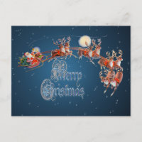 "MERRY SANTA, SLEIGH et REINDEER par SHARON SHARPE