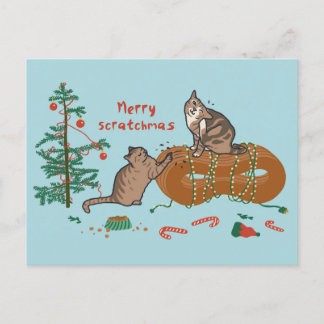 Cartes Pour Fêtes Annuelles Merry Scratchmas Cat Christmas Postcard