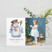 Cartes Pour Fêtes Annuelles Merry Snowman | Noël photo (Debout devant)