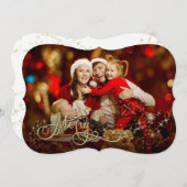 Cartes Pour Fêtes Annuelles Merry w Gold Parties scintillant Star Bracket phot (Devant / Derrière)