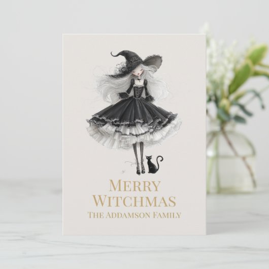 Cartes Pour Fêtes Annuelles Merry Witchmas Dark Gothic Witch Holiday Card (Debout devant)